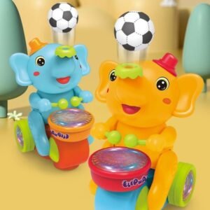 Elephant Design Electric Toy. 1 Box Cute Elephant Riding a Tricycle Toy with Ball. Musical Toy for Kids. Birthday Gift for Boys & Girls